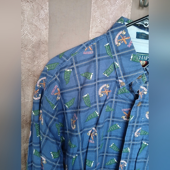 💎 CHAPS Ralph Lauren Men's Shirt Button Down Vintage Baseball Print #0271 - Picture 8 of 12